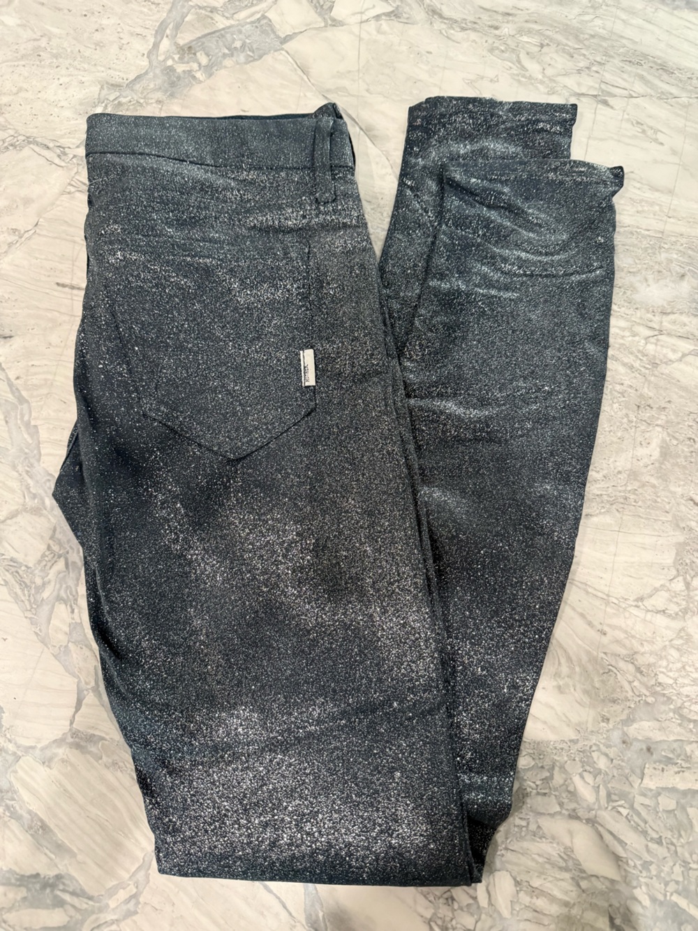 MOTHER Black Sparkle Skinny Pants